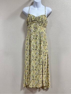 Hollister Ditsy Floral Dress Forest Fairy Y2K Babydoll Green Milkmaid Medium